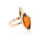 Golden Ring With Leaf Cut Amber The Liana, Ring Size: 8.5 / 18.5, image 
