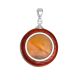 Round Honey Amber Pendant With Padauk Wood The Indonesia, image 