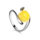 Round Amber Ring In Sterling Silver The Sphere, Ring Size: 10 / 20, image 