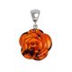 Handcrafted Amber Flower Pendant in Sterling Silver The Rose, image 