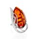 Bold Handcrafted Amber Ring In Sterling Silver The Dew, Ring Size: Adjustable, image 