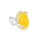 Adjustable Honey Amber Ring In Sterling Silver The Flamenco, Ring Size: Adjustable, image 