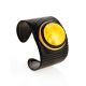 Dark Leather Cuff Bracelet With White Amber The Nefertiti, image 