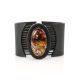 Black Leather Bracelet With Green Amber The Amazon, image 