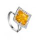 Adjustable Amber Ring In Sterling Silver The Hermitage, Ring Size: Adjustable, image 