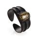 Leather Cuff Bracelet With Green Amber The Nefertiti, image 