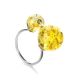 Luminous Lemon Amber Ring In Sterling Silver The Paris, Ring Size: 8 / 18, image 
