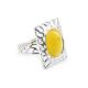 Geometric Amber Ring In Sterling Silver The Venus, Ring Size: 7 / 17.5, image 