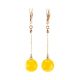 Golden Dangle Earrings With Honey Amber, image 