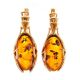 Golden Earrings With Cognac Amber The Rendezvous, image 