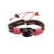 Dark Leather Tie Bracelet With Black Amber The Copacabana, image 