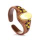 Brown Leather Bracelet With White Amber The Nefertiti, image 
