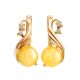 Honey Amber Earrings In Gold With Crystals The Swan, image 