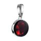 Round Silver Pendant With Bright Cherry Amber The Furor, image 