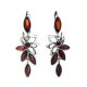 Floral Silver Earrings With Bright Cherry Amber The Verbena, image 