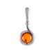 Classy Round Silver Pendant With Cognac Amber The Berry, image 