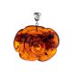 Carved Amber Flower Amber Pendant in Sterling Silver The Rose, image 