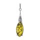 Refined Silver Pendant With Green Amber And Crystals The Penelope, image 