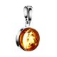 Round Silver Pendant With Lemon Amber The Furor, image 