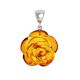 Carved Amber Rose Pendant in Sterling Silver The Rose, image 