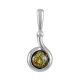Bright Green Amber Pendant In Sterling Silver The Berry, image 