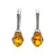 Drop Silver Earrings With Cognac Amber The Twinkle, image 