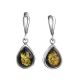 Green Amber Earrings In Sterling Silver The Fiori, image 