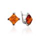 Square amber Earrings In Sterling Silver The Athena, image 
