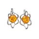 Lovely Floral Earrings In Sterling Silver With Cognac Amber The Daisy, image 
