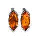 Cognac Amber Earrings In Sterling Silver the Petal, image 