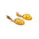 Golden Earrings With Cognac Amber The Spider Web, image 