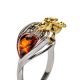 Sterling Silver Ring With Cognac Amber The Bee, Ring Size: 8.5 / 18.5, image , picture 4