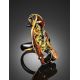 One Size Amber Ring In Gold-Plated Silver The Rialto, Ring Size: Adjustable, image , picture 2
