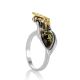 Cocktail Amber Ring In Sterling Silver The Bee, Ring Size: 9 / 19, image , picture 4