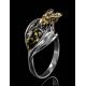 Cocktail Amber Ring In Sterling Silver The Bee, Ring Size: 9 / 19, image , picture 2