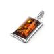 Geometric Silver Pendant With Cognac Amber The Chelsea, image , picture 2