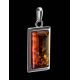 Geometric Silver Pendant With Cognac Amber The Chelsea, image , picture 4