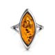 Sterling Silver Ring With Cognac Amber The Amaranth, Ring Size: 5.5 / 16, image , picture 3