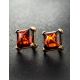 Geometric Amber Earrings In Gold-Plated Silver The Athena, image , picture 2