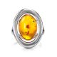 Oval Silver Ring With Cognac Amber The Sonnet, Ring Size: 9 / 19, image , picture 3