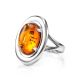 Oval Silver Ring With Cognac Amber The Sonnet, Ring Size: 9 / 19, image , picture 4
