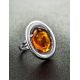 Oval Silver Ring With Cognac Amber The Sonnet, Ring Size: 9 / 19, image , picture 2