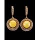 Amber Earrings In Gold-Plated Silver With Crystals The Venus, image , picture 5