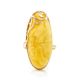 Elongated Amber Ring In Gold, Ring Size: Adjustable, image , picture 3