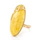Elongated Amber Ring In Gold, Ring Size: Adjustable, image , picture 4