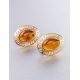 Cognac Amber Earrings In Gold The Ellas, image , picture 2