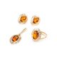 Golden Ring With Luminous Cognac Amber The Ellas, Ring Size: 7 / 17.5, image , picture 3