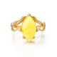 Bold Gold-Plated Ring With Honey Amber The Constance, Ring Size: 7 / 17.5, image , picture 3
