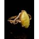 Bold Gold-Plated Ring With Honey Amber The Constance, Ring Size: 7 / 17.5, image , picture 2