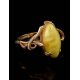 Bold Gold-Plated Ring With Honey Amber The Constance, Ring Size: 12 / 21.5, image , picture 2